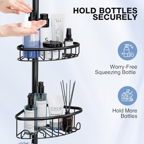 Corner Shower Caddy Tension Pole: Stainless Steel Rustproof 4-Tier Shower - Image 4