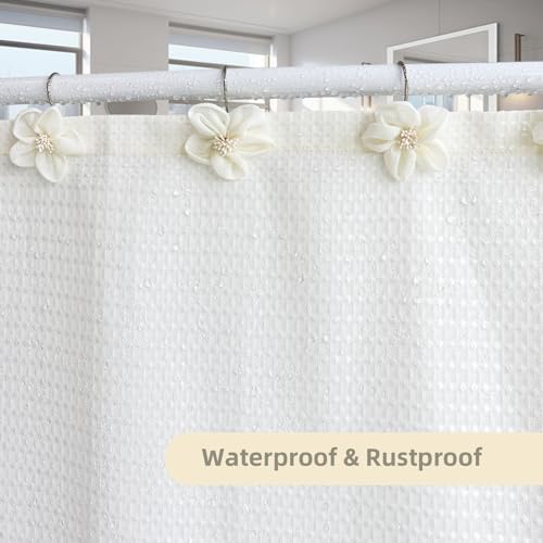 Flower Decorative Shower Curtain Hooks, Stylish Fabric Flower Shower Curtain - Image 5