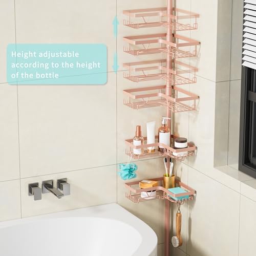 KEGII Corner Shower Caddy Tension Pole, Bathroom Organizer, Blush Nude - Image 2