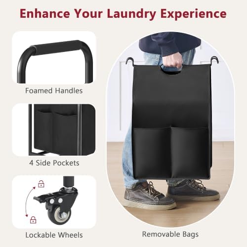 Tajsoon 5 Bag Laundry Sorter, 5 Section Laundry Hamper - Image 5