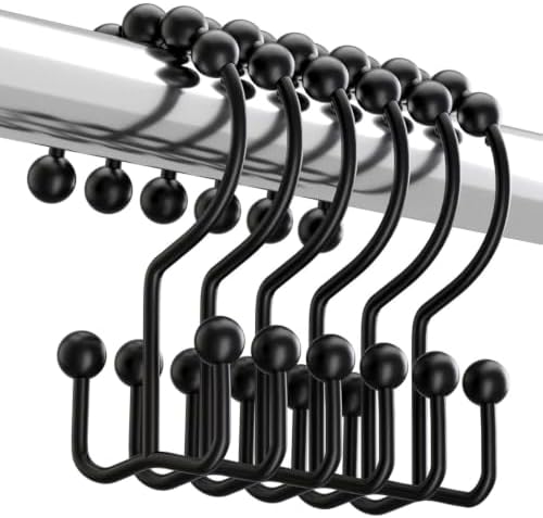 J&V TEXTILES Shower Curtain Hooks Rings, Rust Resistant Metal Double Glide by JVTextiles