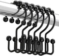 J&V TEXTILES Shower Curtain Hooks Rings, Rust Resistant Metal Double Glide by JVTextiles