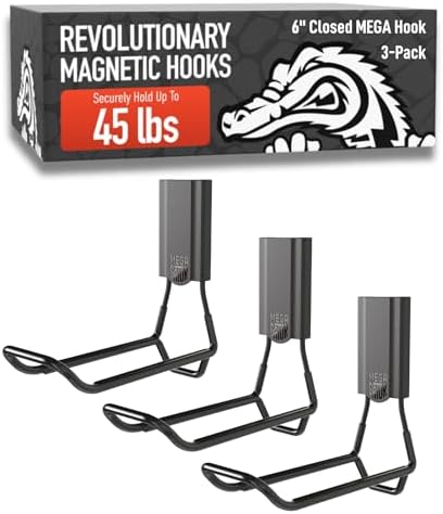 GATOR MAGNETICS MEGA 6 in Closed Hooks, 45 lb Magnetic Hooks – 3 Pack by GatorMagnetics