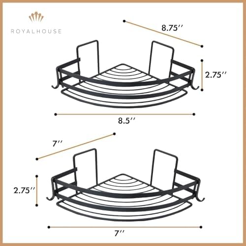 Corner Shower Caddy Shelves, 2 Pack Black Stainless Steel Organizer - Image 3