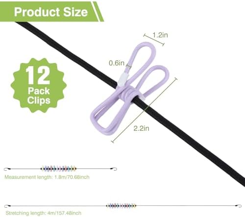 2 Pcs Camping Clothesline Portable 12 Clothespins, Camping Accessories Travel - Image 3