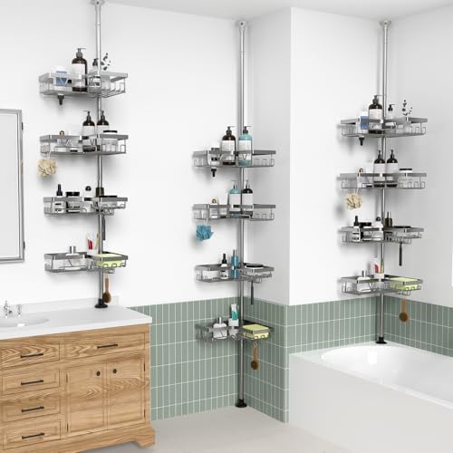 KEGII Corner Shower Caddy Tension Pole, Bathroom Organizer, Gunmetal Gray - Image 5
