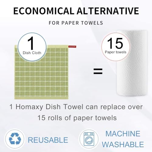 Homaxy 100% Cotton Terry Kitchen Dish Cloths, 8 Pack, Sage Green - Image 4