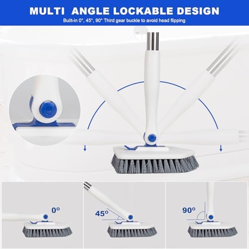 Tile Tub Scrubber Brush with 52-inch Adjustable Long Handle 3-in-1 Rotatable - Image 3