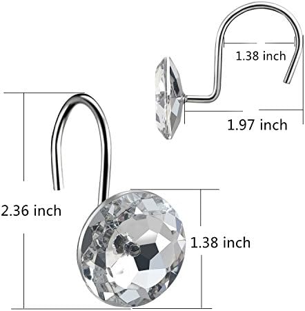 HBlife 12 Pcs Acrylic Decorative Rolling Diamond Shower Curtain Hooks Rust - Image 5
