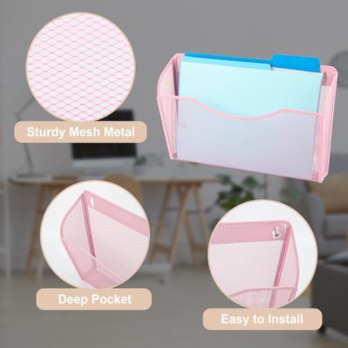 EASEPRES 3 Single Pocket Mesh Hanging File Organizer, Vertical Wall Mounted - Image 3