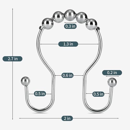 Shower Curtain Hooks, OEH Shower Curtain Rings, Chrome Shower Curtain Hooks - Image 7
