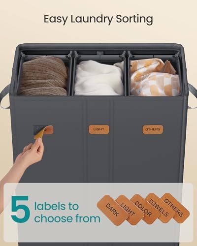 SONGMICS 160L Laundry Hamper, 4-Compartment Laundry Sorter - Image 4