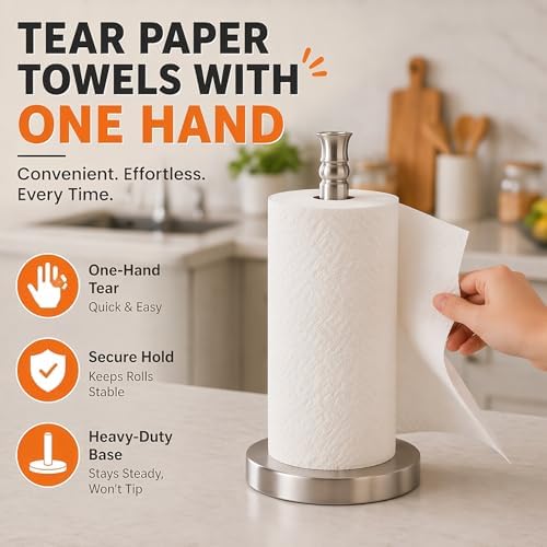 Paper Towel Holder Countertop, Standing Paper Towel Roll Holder - Image 3