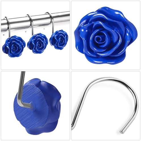 Cute Rose Floral Shower Curtain Hooks Rings - Image 3