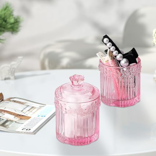 Pink Qtip Cotton Ball Hair Ties Candy Holder Makeup Storage Bathroom - Image 5
