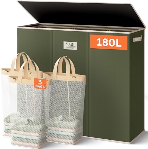 SOLEDI 180L 3-Section Laundry Hamper by SOLEDI