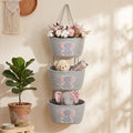 Elephant Nursery Decor Elephant Basket 3-Tier Cotton Rope Hanging Basket by Yiyiring