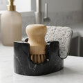 Black Marble Sponge Holder for Kitchen Sink, 2-in-1 Natural Stone Sponge & by BekPooQ
