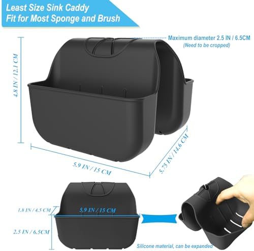 Sponge Holder for Kitchen Sink, Silicone Sink Saddle Caddy Organizer Rack - Image 3