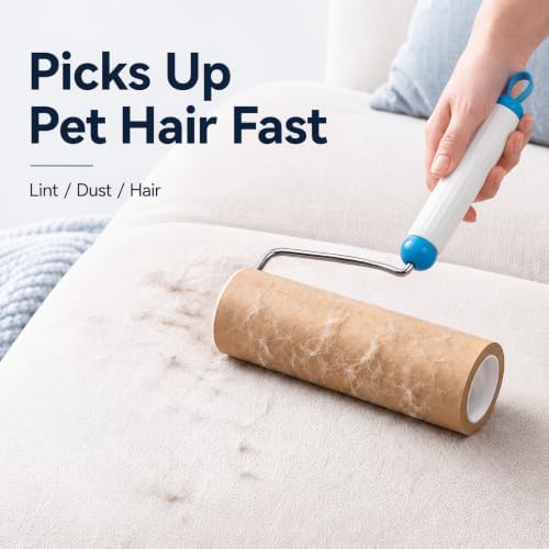 Lint Roller, Handle + 4 Refills 6.3in, Kraft Paper Pet Hair Remover - Image 2