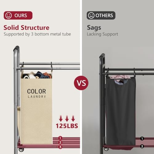 Tajsoon Laundry Sorter 5 Section, Clothes Hamper - Image 3