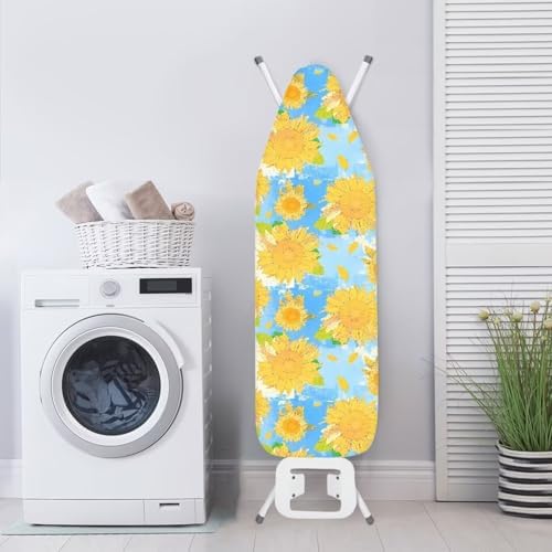Sunflower Ironing Board Cover, Watercolor Sky Blue Sunflowers Standard 15" X - Image 3