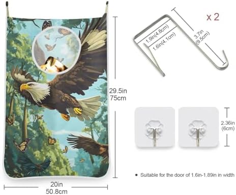 2PCS Hanging Laundry Hamper Bag Over the Door Laundry Hamper Wall Hamper Large - Image 3