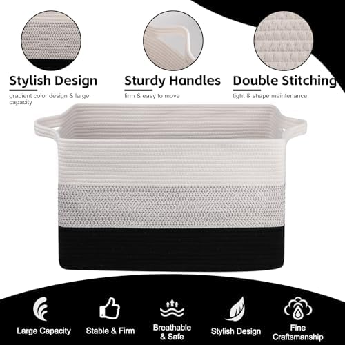 OIAHOMY Large Blanket Basket, 65L Cotton Rope Woven Laundry Basket, Toy Bin - Image 6