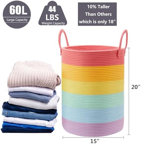 60L Rainbow Laundry Basket Hamper - Image 3