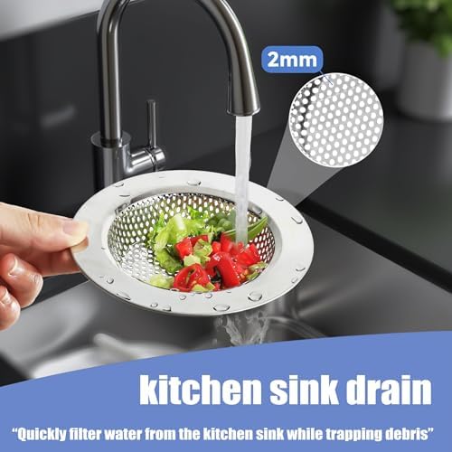 RQYEKDO 3-Pack Stainless Sink Drain Strainer Stopper Silver - Image 3