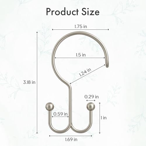 Bathway Nickel Shower Curtain Hooks Ring, Rust Proof Metal Shower Hooks - Image 7