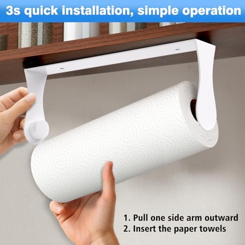 Paper Towel Holder Under Cabinet, Wall Mount, Adhesive or Screw - Image 2