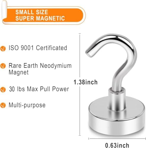 MIKEDE 30LB Magnetic Hooks N52 Strong Neodymium Magnets Hook - Image 5