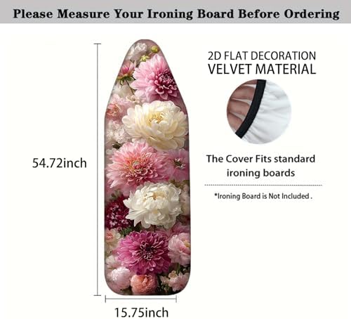 Nuxovilar Soft Pink White Floral Ironing Board Cover 15x54 Polyester - Image 4