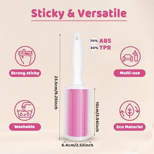 Washable Gel Lint Roller 2 Pack, Large Reusable Pet Hair Remover - Image 2