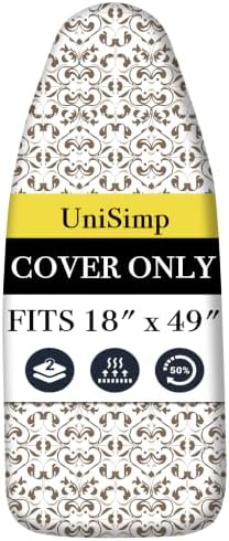 UniSimp Ironing Board Cover and Pad 18"x49" Extra Thick Natural Cotton by UniSimp