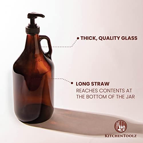 Half Gallon Glass Pump Dispenser Bottle, Large Jug - Image 5