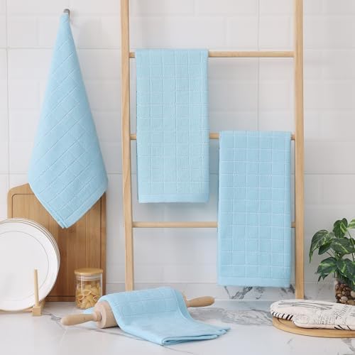 Homaxy 100% Cotton Terry Kitchen Towels, 8 Pack, Sky Blue - Image 6