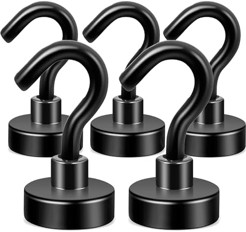 Neosmuk Magnetic Hooks Cruise Ship Essential, 30lb+ Black, 5 Pack by Neosmuk
