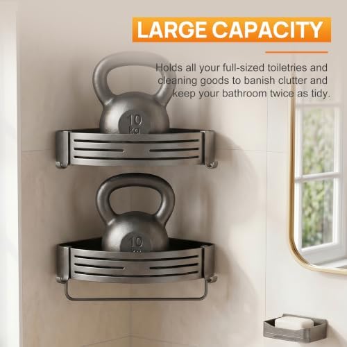 Gun Grey Adhesive Triangle Shower Caddy - Image 6