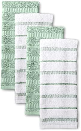 KitchenAid Albany Kitchen Towel 4-Pack Set, Pistachio/White by KitchenAid