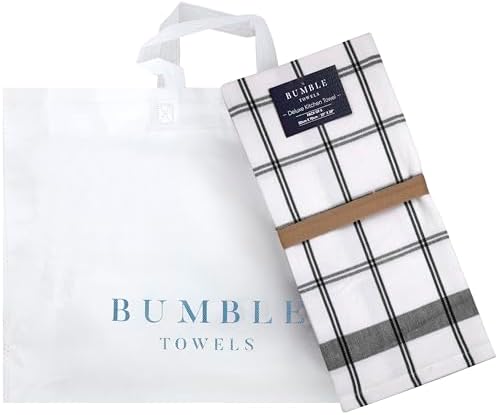 Premium Kitchen Towels 6 Pack 100% Cotton 20"x28" Dish Towels Black Check - Image 5
