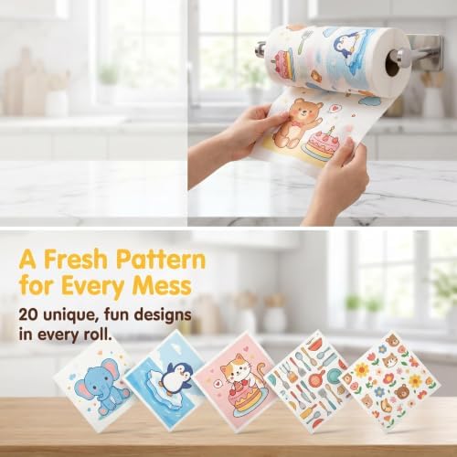 Printed Kitchen Cleaning Cloth Roll, Thick Absorbent Hand-Tear Lazy Cloth - Image 3