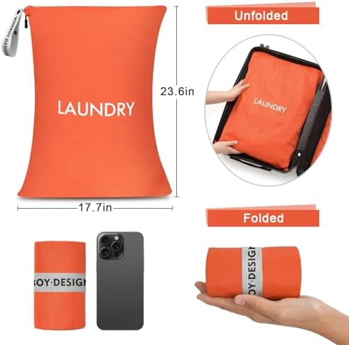 WiseBoy 2 Pack Dirty Laundry Travel Bag, Nylon Travel Dirty Clothes Bag - Image 2
