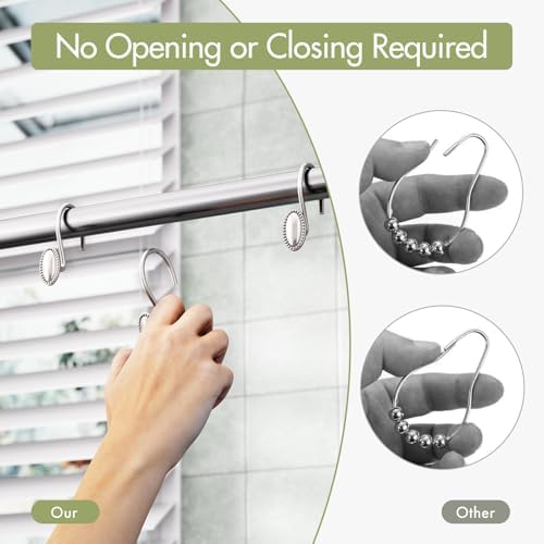 AmazerBath Nickel Shower Curtain Hooks, Decorative Modern Shower Curtain Hangers - Image 5
