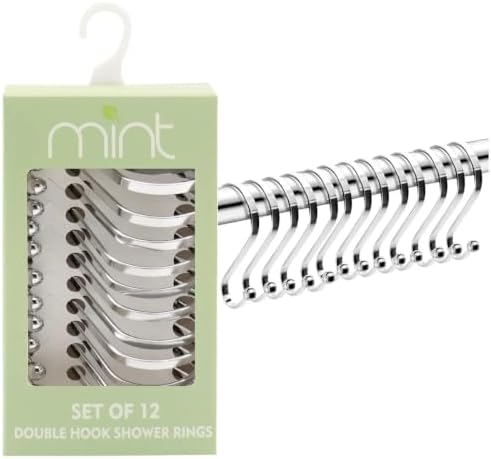 J&V TEXTILES Shower Curtain Hooks Rings, Rust Resistant Metal Double Glide - Image 4
