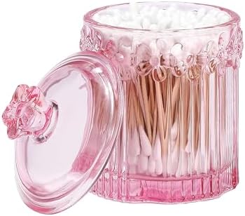 Pink Qtip Cotton Ball Hair Ties Candy Holder Makeup Storage Bathroom - Image 4