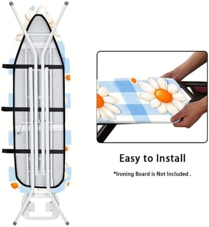 Nuxovilar Blue Gingham Daisies Ironing Board Cover 15x54 Polyester - Image 5