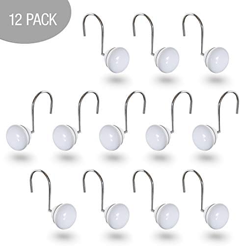Creative Scents White Shower Curtain Hooks Decorative | Set of 12 - Image 3