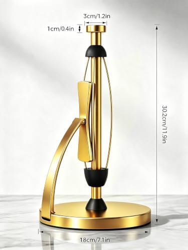 VEHHE Gold Paper Towel Holder Countertop, One Hand Tear, EVA Weighted Base - Image 2